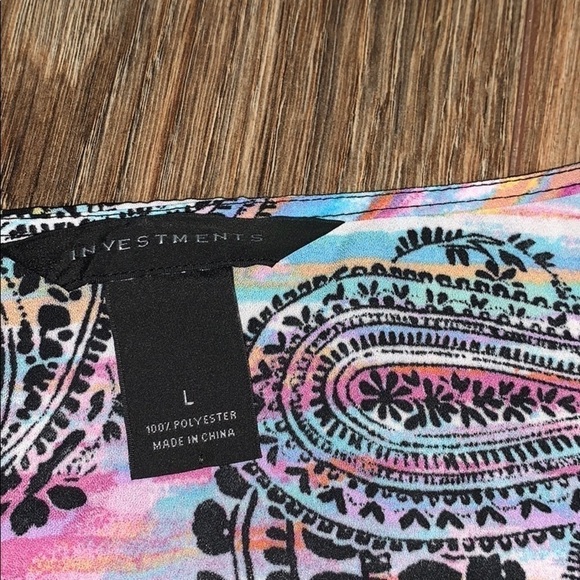 Investments women’s colorful paintbrush stroke print with paisley design Size L - Picture 6 of 8